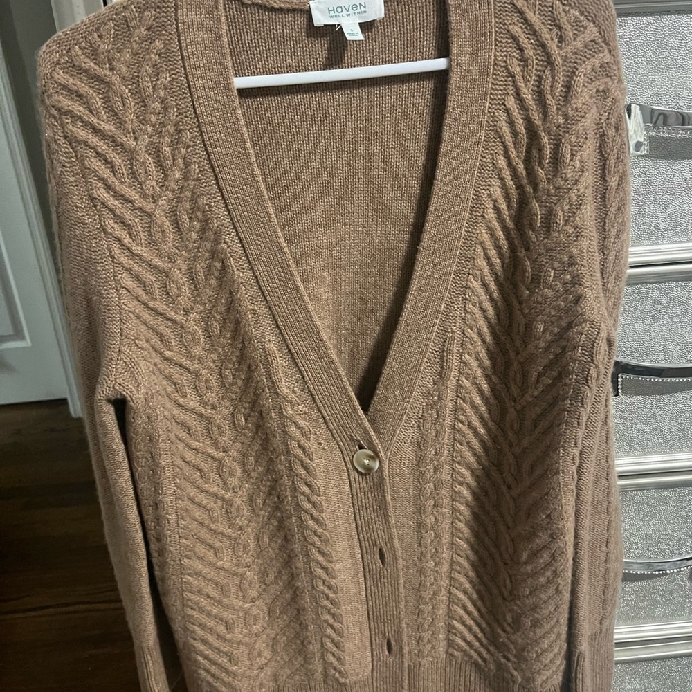 Haven Well Within 100% cashmere cardigan Cable Knit Women's Sweater size small